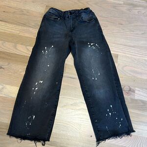 Joe’s Jeans Black Paint Splatter Distressed Wide Leg Girls’ Jeans